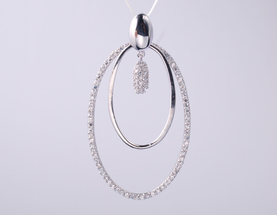 Oval Shape Geometric Collection Pendant Pendant With Zircon Stone 925 Sterling Silver Jewelry Accessory Silver Geometry Geometry Geometry Crystal