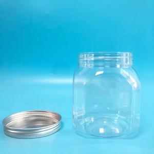 China Clear Rectangular 820ml Plastic Cookie Jars For Chocolate Snacks factory