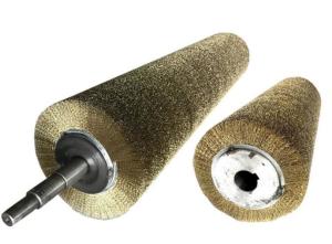 China Customized Industrial Brush 0.15mm Wire Copper Wire Wrapped Roller Brush For Stripping Reed Stems factory