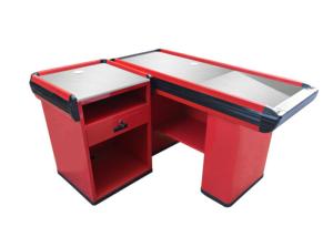 China Shop Cash Register Stand Supermarket Checkout Counter With Front Display factory