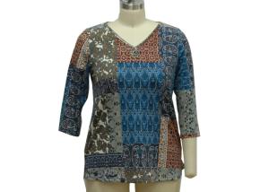 China Stone Patterned Ladies Casual T Shirts Dressy Womens Tops 200gsm Fabric Weght factory