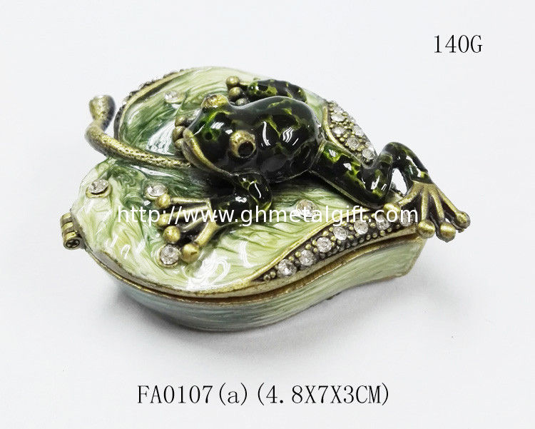 Frog jewelry trinket box metal jewelry box crystal jewellery box