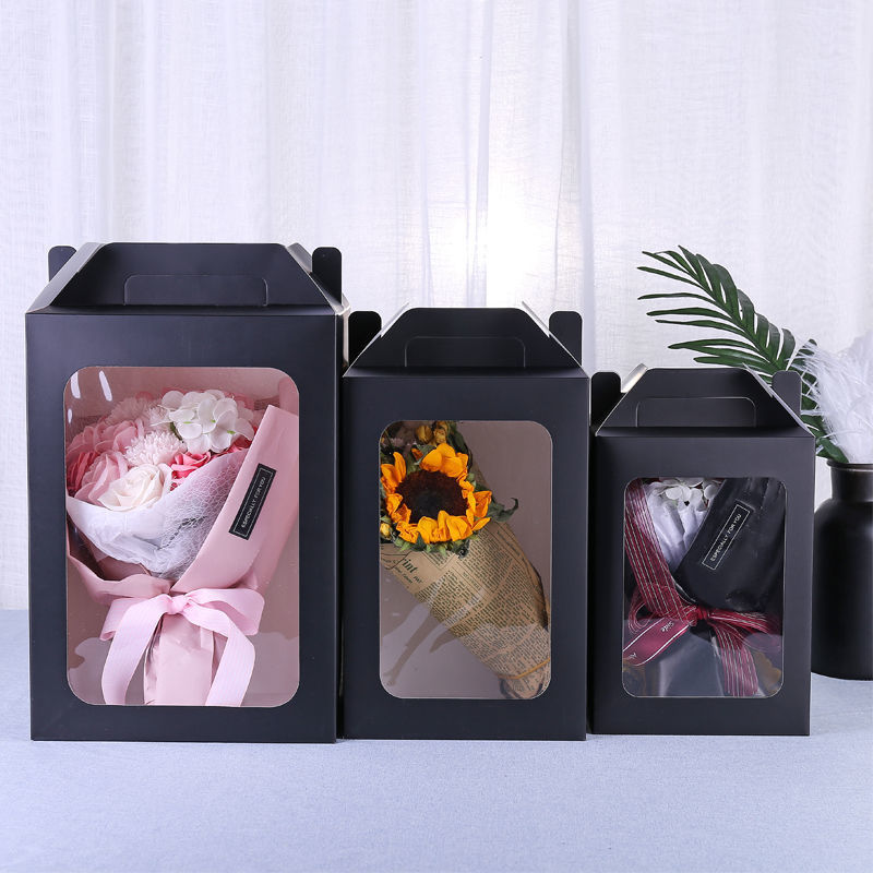 Custom Different Shape Luxury Flower Gift Packaging Box with Clear Window