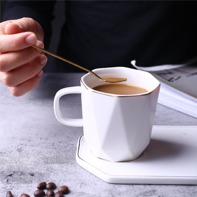 Creative Geometric-shaped Gilded Ceramic Cups Office Coffee Cups Simple Black