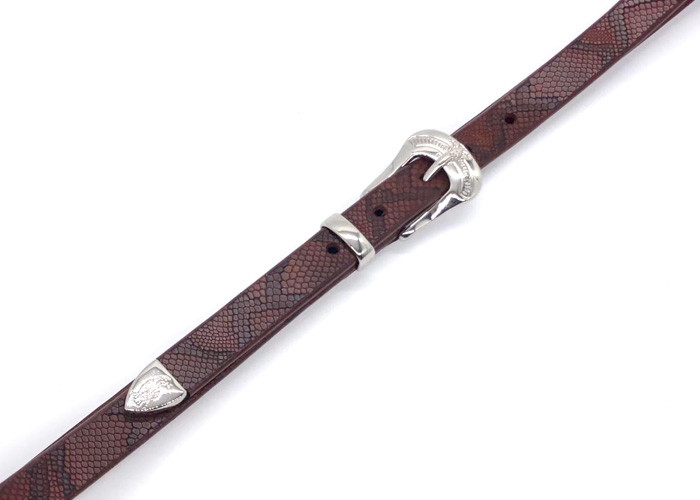 Brown Color Women's Fashion Leather Belts / Snakeskin Embossed Casual Dress Belt