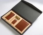luxury black two pieces wallet packaging box Custom lid and base rigid wallet