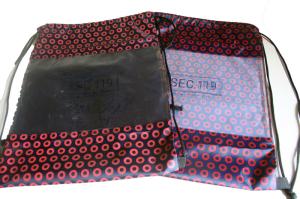 China 100% polyester full printing transparent see through window string drawing bag factory