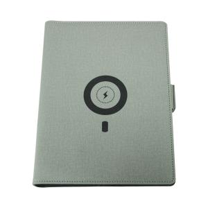 China Customized Print Wholesale Luxury Business Smart Hardcover Pu Leather Loose Leaf Wireless Charging Notebook factory