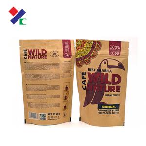 China Doypack Brown Kraft Paper Stand Up Bags Gravure Printing With Zipper factory
