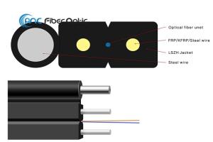 China G657A1 G657A2 Aerial Drop Cable 2 Core Flat Optical Cable Single Mode Light Weight factory