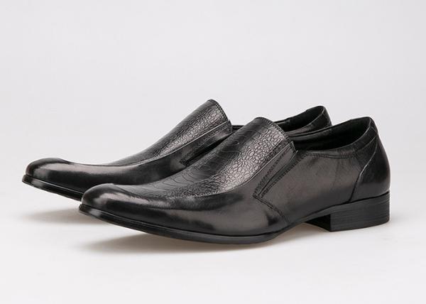 Slip On Round Toe Men Formal Dress Shoes Oxford Style Full Grain Leather Dress