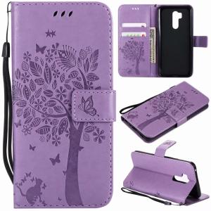 China LG G7+ ThinQ Wallet Flip Leather Case Cover with Lucky Tree Embossed factory