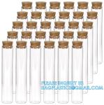 Plastic Glass Test Tubes with Cork Stoppers, Liquid Sample Vial, Leak-Proof,