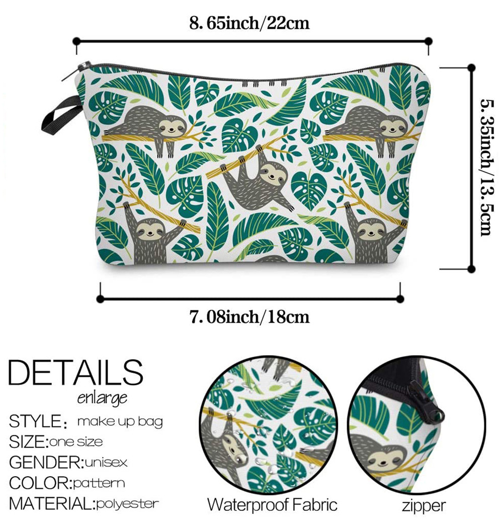 Girls Zipper Closure Polyester Cosmetic Bag For Travel