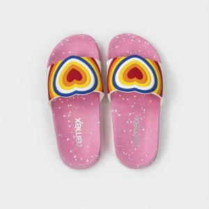 China Girls Rainbow loving Heart antislip Beach / Pool / Shower Room EVA Slide Sandals factory