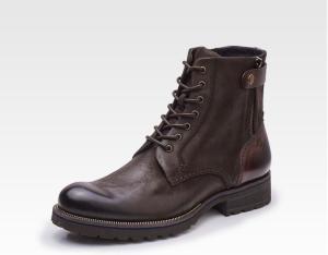 China Normal Size Mens Brown Chelsea Boots Full Grain Leather High Top Casual Shoes factory
