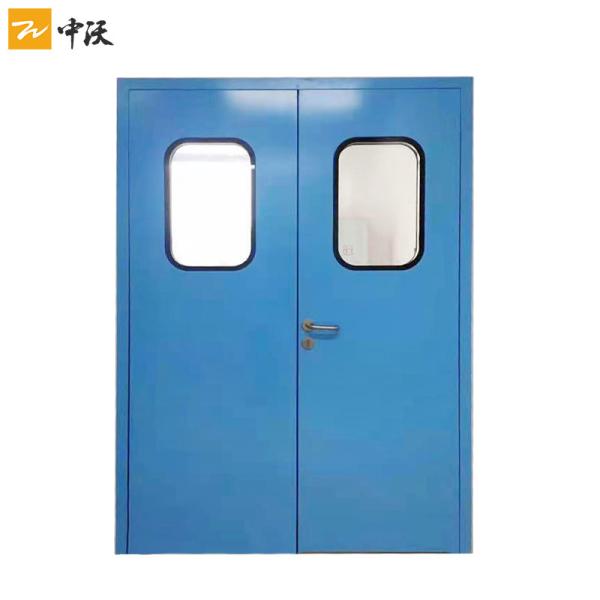 Bule Color Powder Coated FD30 Fire Door/ Fire Resistant Steel Doors With Round