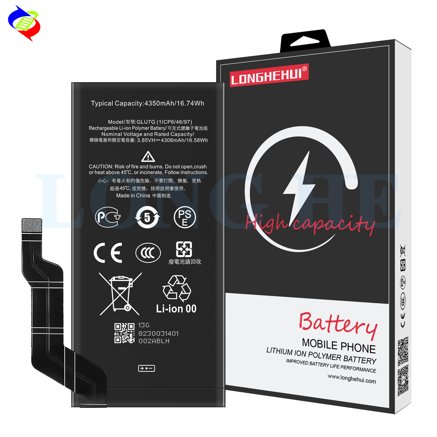 Authentic 4350mAh Capacity Battery GLU7G For PIXEL 6A Black Original Mobile Phone Battery