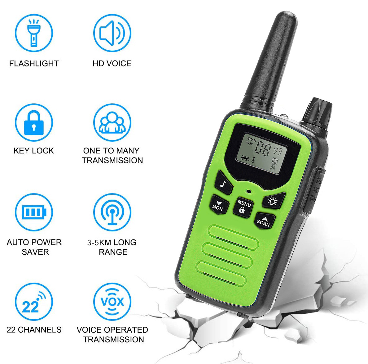 2 Way Radio Kids Long Distance 3km ABS Real Walkie Talkie