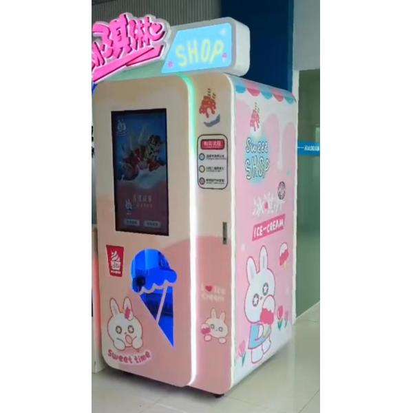 Enjoy Ice Pink Automatic Soft Ice Cream Cold Yogurt Combo Vending Machine For
