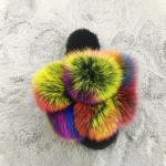 Wholesale Fluffy Slippers Multi - Color Spliced Vamp Furry Slippers For Women