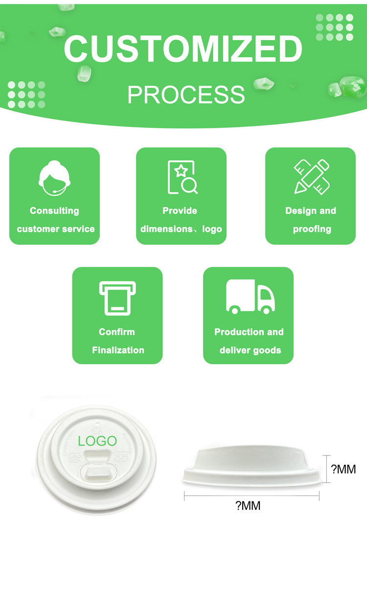 Biodegradable Sugarcane Pulp Molding Cute Disposable Takeaway Paper Cup Lid For Coffee Shop