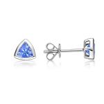 925 Sterling Silver Solitaire Blue Tanzanite Earrings Jewelry CZ Tiny Classic