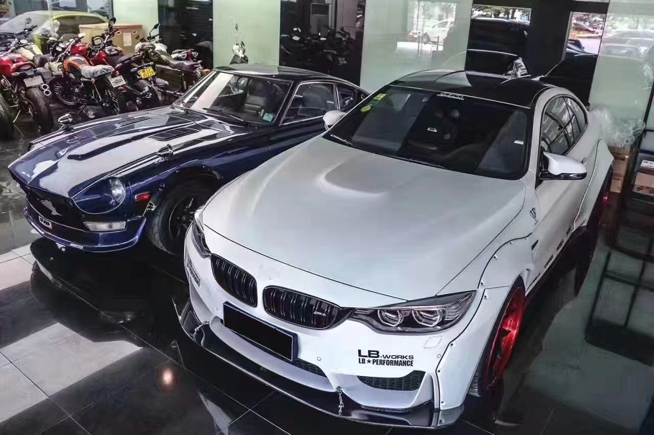 LB Wide-body Kit for BMW M4 F82 Wide-body Kit M4 F82 Upgraded LB Style Front Lip Diffuser Spoiler Carbon Fiber Body Kit