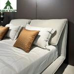 Stainless steel Upholstered Bedroom Sets Modern White Leather King Size Bed