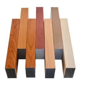 6063 Anodized Aluminium Wood Grain Extrusions Rectangle Tubing Profiles