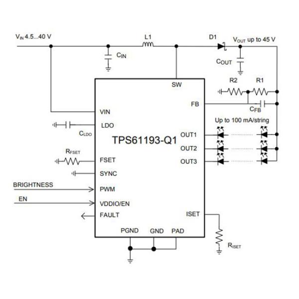 Low-EMI Automotive LED Drivers TPS61193PWPRQ1 20-HTSSOP Integrated Circuit Chip