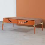 Wooden Stainless Rectangle Marble Coffee Table With 2 Drawers