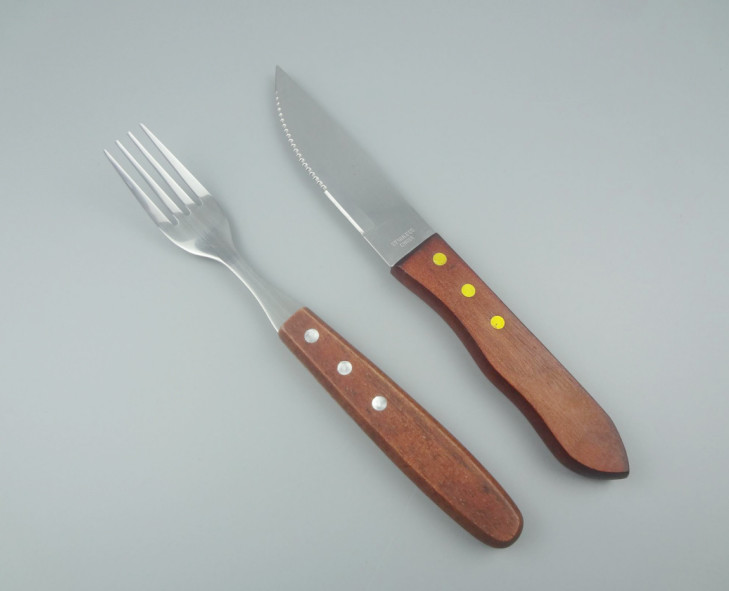 Jumbo steak knife and fork with Wooden Handle