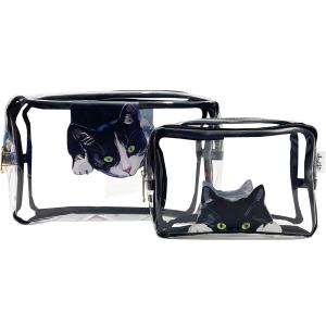 China Lightweight Cat Print PVC Cosmetic Bag For Girls factory