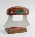 Asiakey ULU knife with PAKA WOOD in the stand
