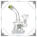 Green Eye Glass Water Pipe Mini Size , Showerhead Perc Recycling Hookah Tube