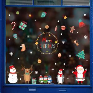 China Father Christmas Snow Man Penguin Ticker Wall Decals Home Decoration For Window factory