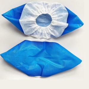China Waterproof Half Coated PP Half PE Film Non Woven Shoe Covers Blue White 15*40cm factory