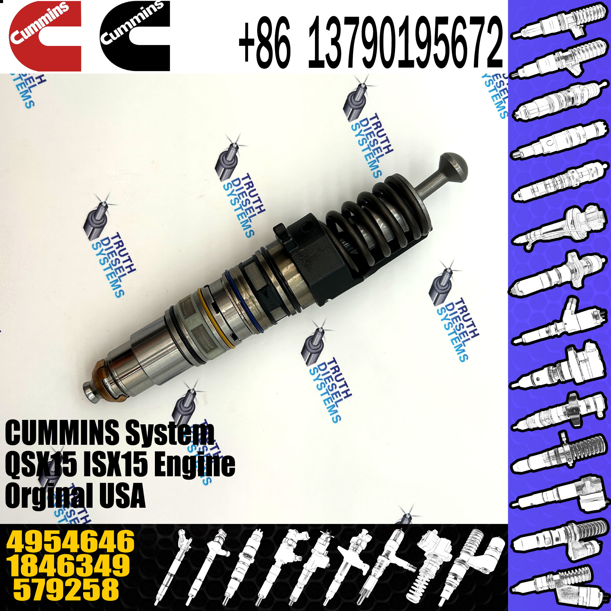 Wholesale Common Rail Fuel Injector 1846349 570015 579258 4954646 For CUMMINS QSX ISX/SCANIA HPI