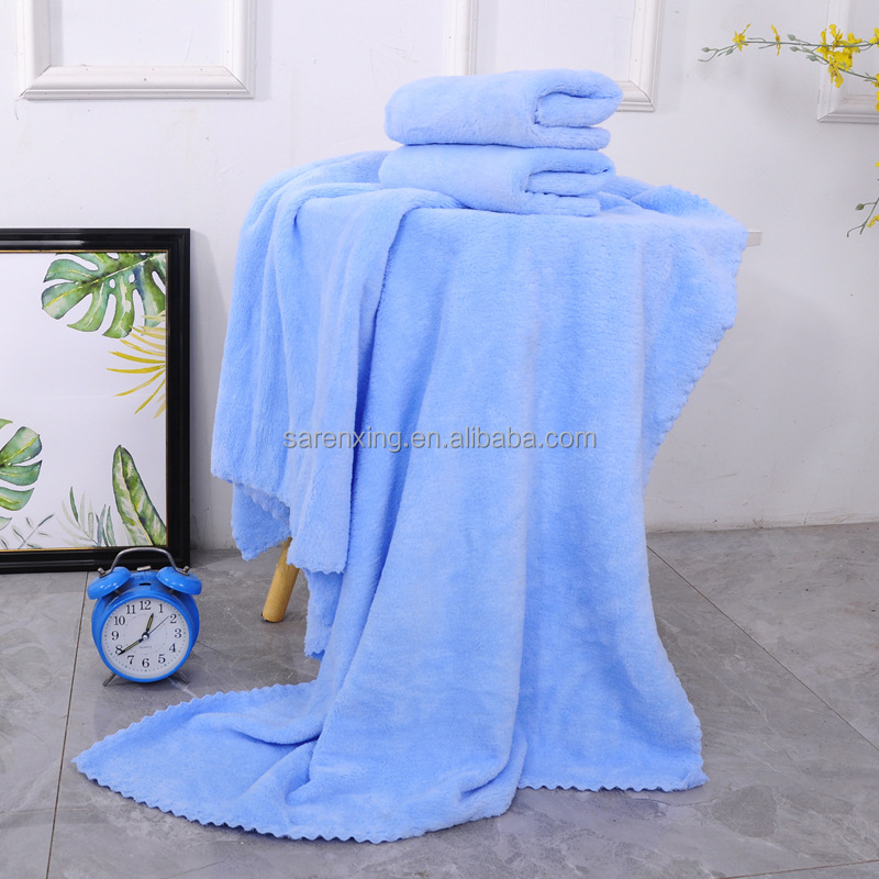 Home Custom Logo Towel Set Coral Velvet Bath Towels Microfiber Hair Sports Baby Hooded Towel