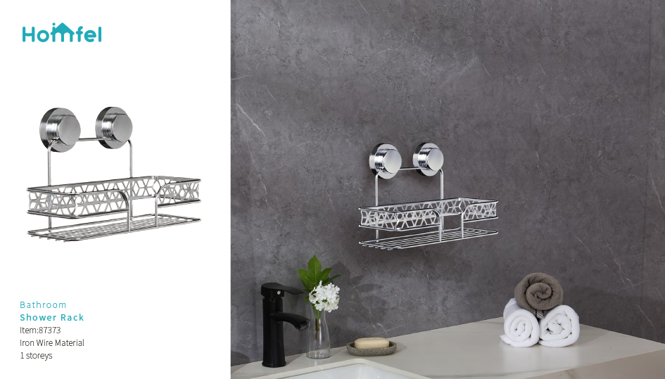 Chrome Finished Corner Shower Caddy with 2 Tiers Bathroom Iron Rack Wall Mounted Type