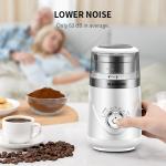 Adjustable White Electric Coffee Bean Grinder Portable 10 Settings With