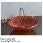 Unique Design Counter Top Tempered Glass Hand Wash Basin Above Counter Mounted