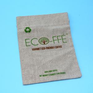 China 8 x 10cm Coffee Bean Packaging Bags , Natural Color Drawstring Plain Jute Bags factory