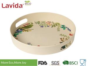 China Reusable Recycled Bamboo Fiber Food Serving Trays 3-PC Set Bright Color Smelless factory