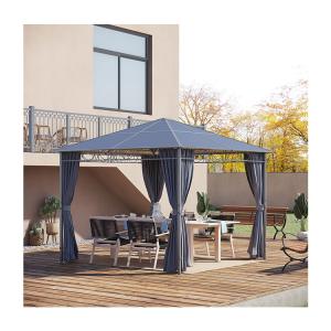 China Steel Frame AJUNION Outdoor Waterproof Canopy Shelter Gazebo with Polycarbonate Roof factory