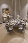 New italian Luxury Dinner Room Marble Top Wooden Carved Elegant Round Dining