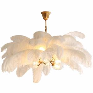 China Changeable Brightness Art Deco G9 Ostrich Feather Chandelier factory