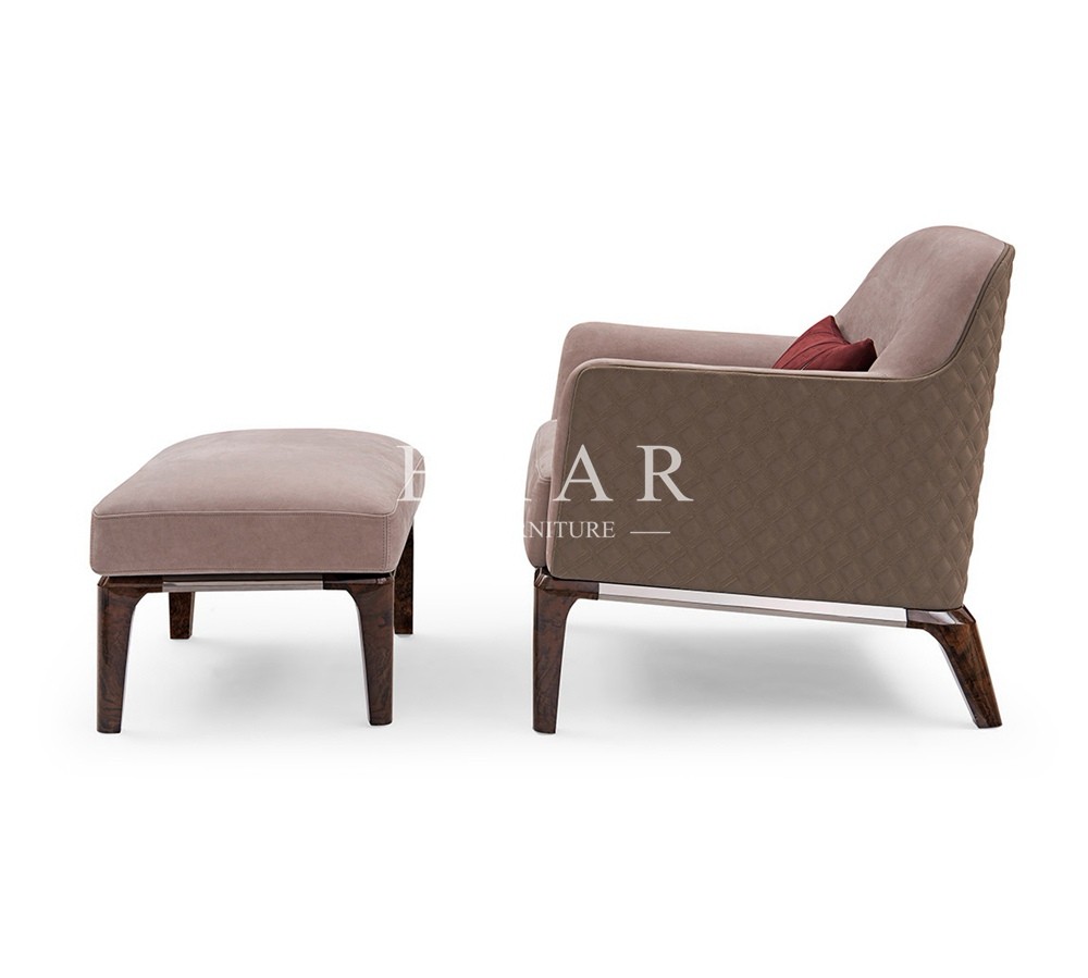 Wooden Leisure Living Room Modern Arm Chair with Ottoman W006SF11B