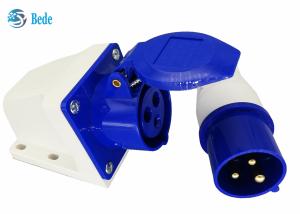 China 220-250V 16A Industrial Connector Male And Female Single Phase 2P+E Blue Color Wall Mounted Type factory